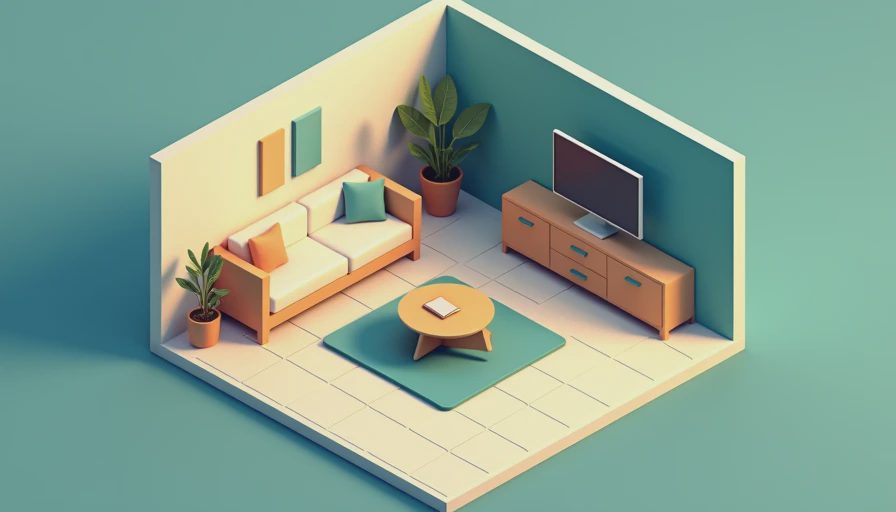 Illustration for living room floor tiles