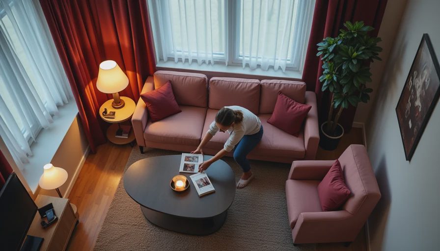 Illustration for small living room furniture layout