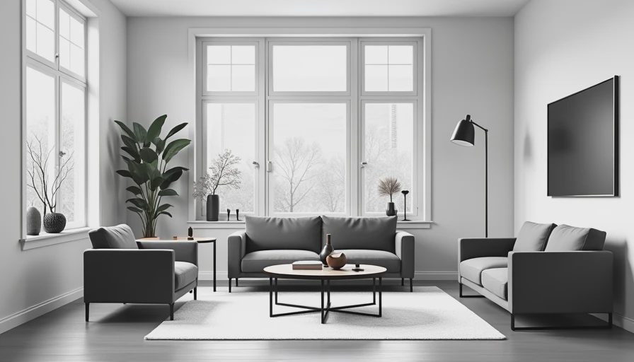 Visual context for living room furniture layout