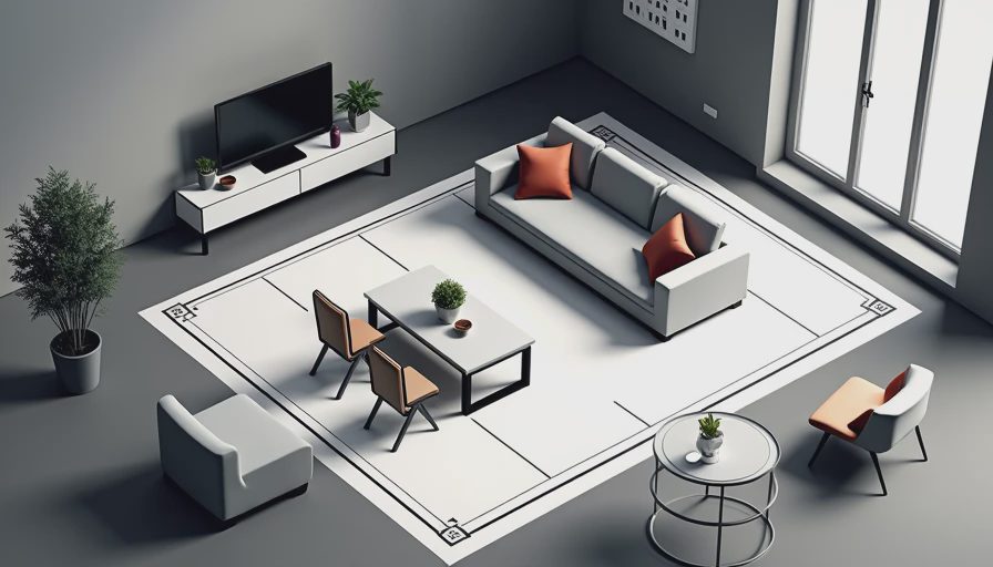 Illustration for living room furniture layout
