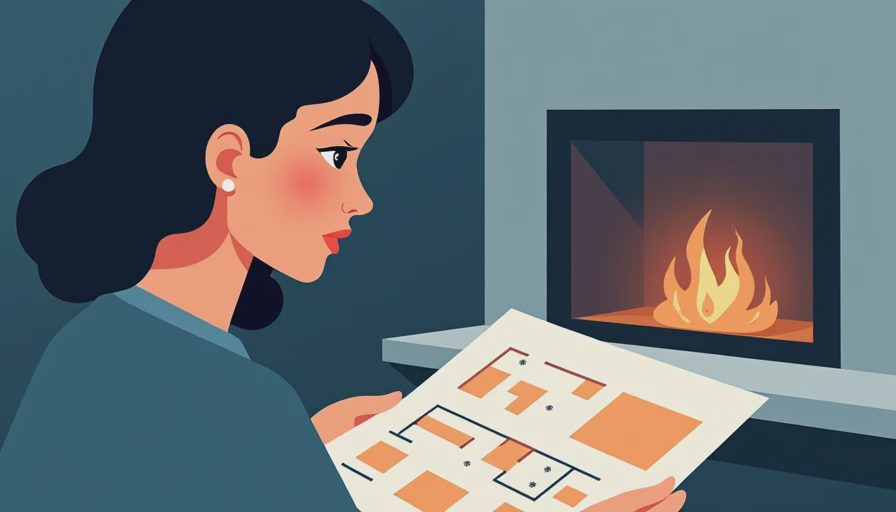 Visual context for living room layout with fireplace
