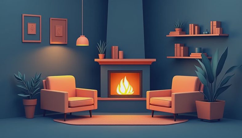 A Living Room Layout With Fireplace That Works in Real Life