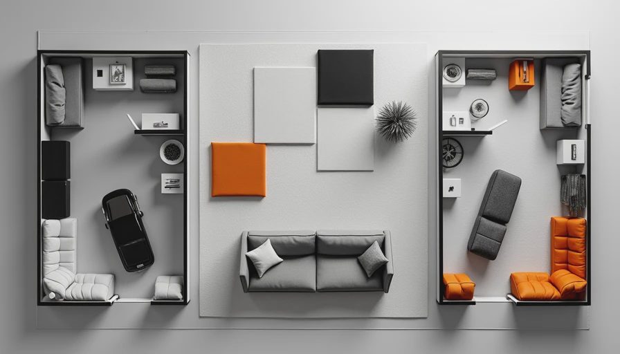Visual context for before and after living room renovations