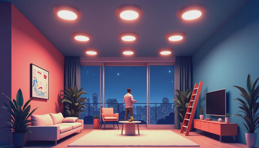 Visual context for recessed lighting spacing
