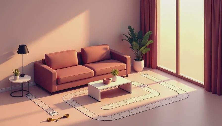 Visual context for coffee table size guide